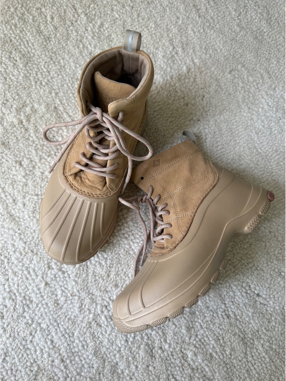 Sperry Duck Float Tan Leather Waterproof Lace Up Duck Boots Women’s 6.5